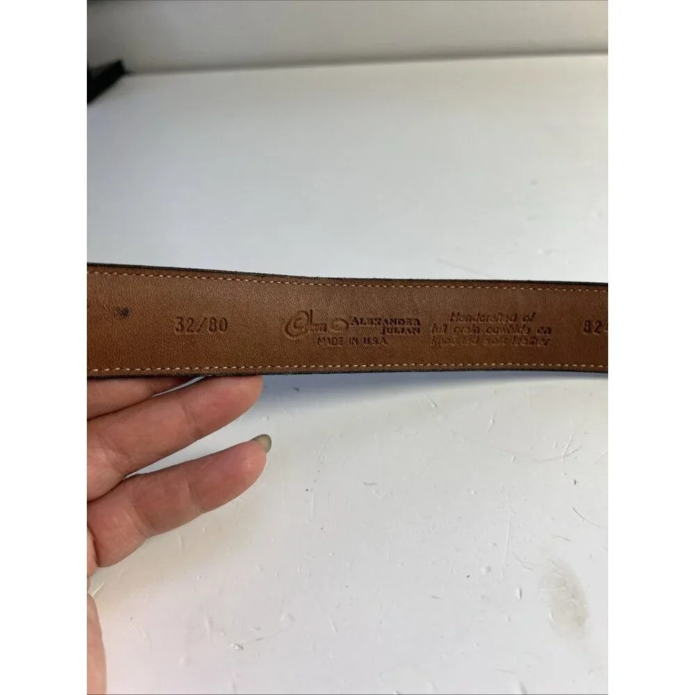 Alexander Julian Colours Leather Belt Mens 32/80 Cowhide On Bonded Leather Brown